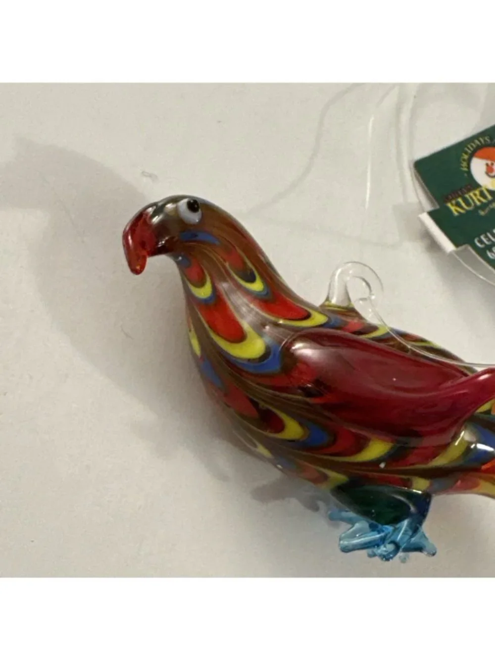New Kurt Adler Red Multi Colored Glass Bird MM8